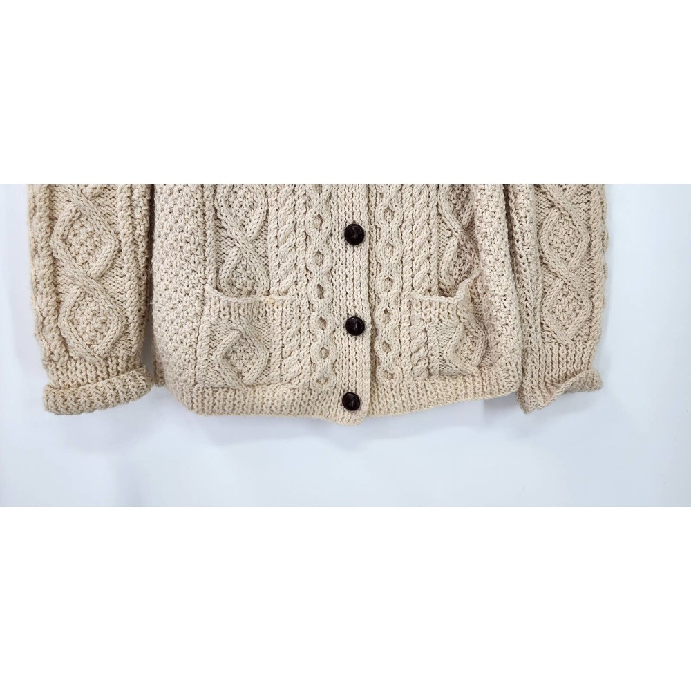 Vintage Cream Wool Sweater Heavy Chunky Knitt Flawed Size‎ Large - Picture 7 of 15